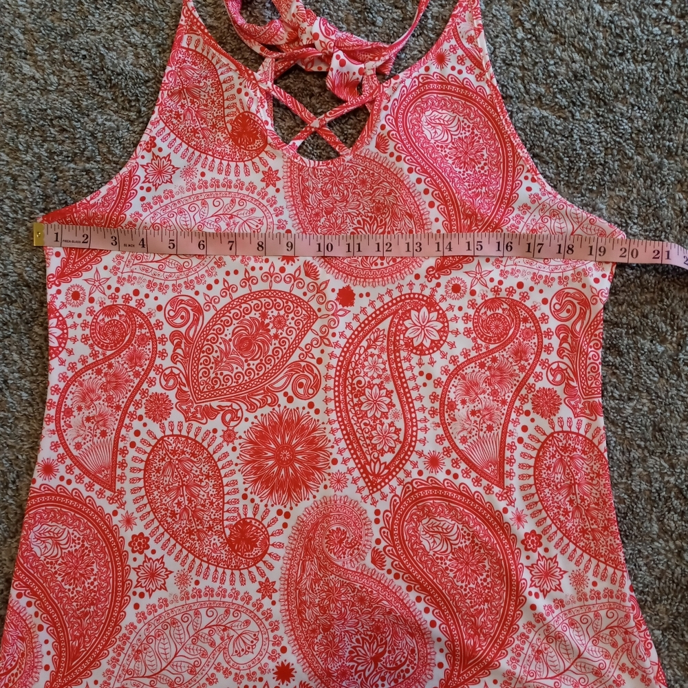 Lily By Firmiana Orange Paisley Tank Top